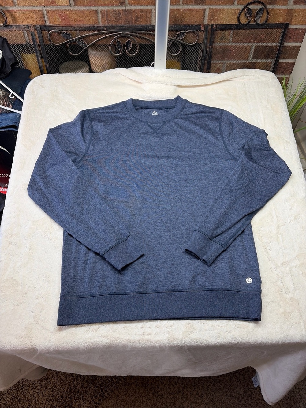Rhoback Blitz Tech Long Sleeve Tee Men's Sz M Blue Heather Performance Crew